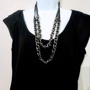 Bondage Biker Punk leather and matte silver multis